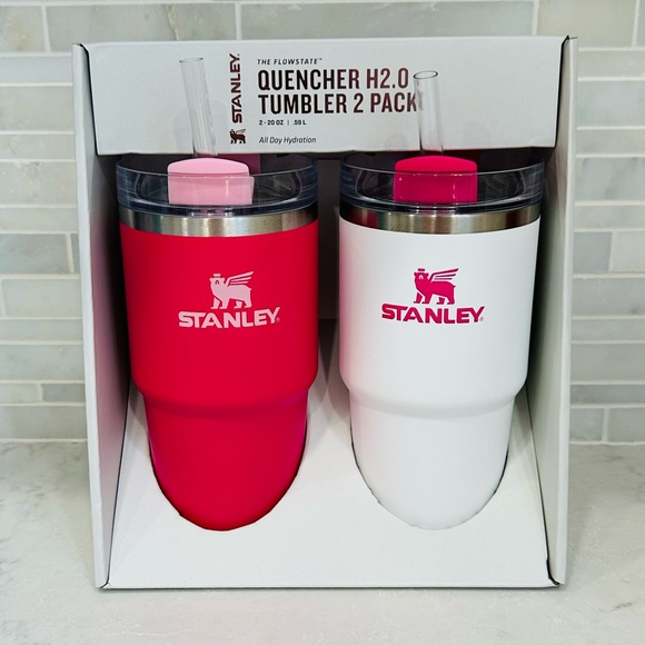 Stanley Other - RARE NEW STANLEY 2 Pack 20 oz H2.0 Tumbler Quencher PINK AND WHITE NEW IN BOX